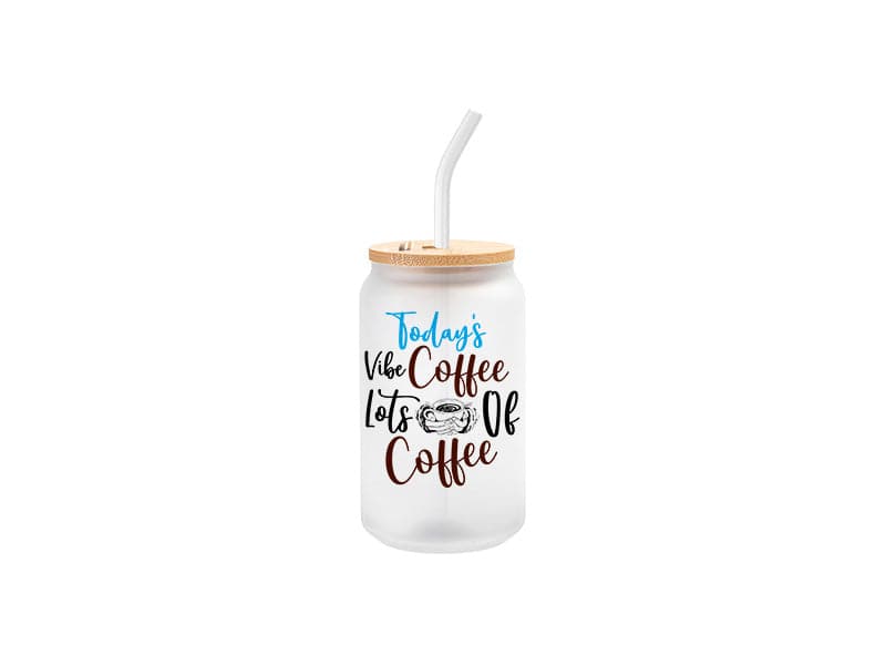 13 oz Sublimation Glass Can with Bamboo Lid Frosted - Pack of 12
